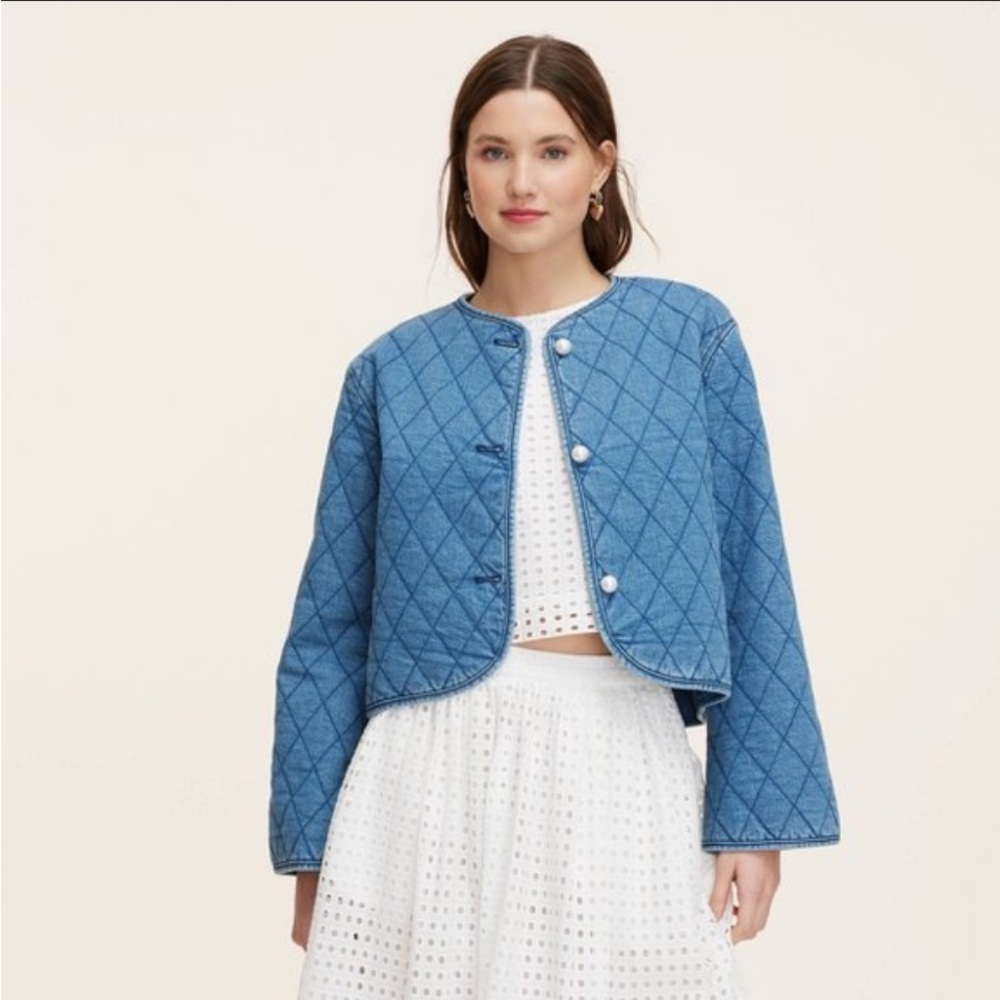 NWT Kate Spade x Target Blue Quilted Jean Jacket, Size Small